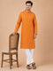 Orange Cotton Embroidered Kurta Pyjama Set for Men