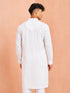 Men's White Cotton Embroidered Above Knee Kurta