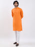 Men's Orange Cotton Kurta And Pyjama Set