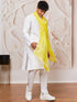 Men's White Cotton Kurta,Pyjama And Dupatta Set