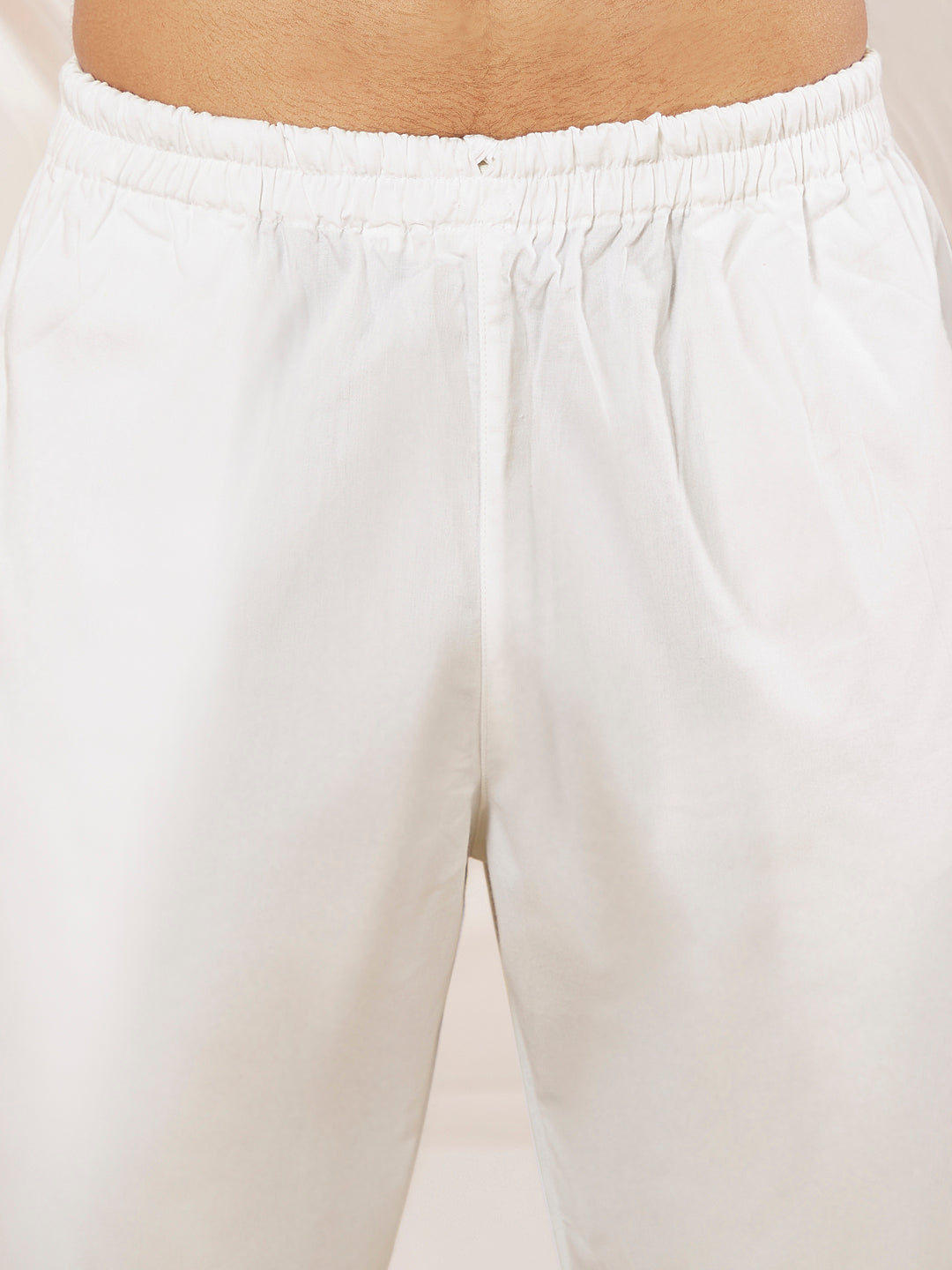 Men's White Cotton Kurta,Pyjama And Dupatta Set