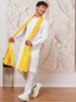 Men's White Cotton Kurta,Pyjama And Dupatta Set