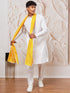 Men's White Cotton Kurta,Pyjama And Dupatta Set