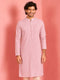Men Light Pink Jacquard Thread Work Kurta