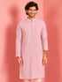 Men Light Pink Jacquard Thread Work Kurta