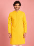 Men Yellow Jacquard Embroidered Kurta with Mandarin Collar