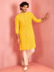 Men Yellow Embroidered Kurta Pyjama Set | Viscose