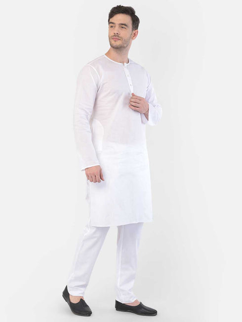 Men's White Cotton Addi Kurta