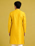 Men's Mustard Silk-Blend Embroidered Knee Length Kurta