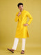 Men Mustard Silk Blend Kurta with Pyjama Navratri, Diwali, Wedding, Festive, Party, Festive Glitz Ethnic Wear