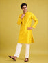 Men Mustard Silk Blend Kurta with Pyjama Navratri, Diwali, Wedding, Festive, Party, Festive Glitz Ethnic Wear