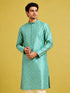 Men Mint Silk Blend Kurta Navratri, Diwali, Wedding, Festive, Party, Festive Glitz Ethnic Wear