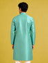 Men's Mint Silk-Blend Embroidered Knee Length Kurta