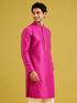 Men's Wine Silk-Blend Embroidered Knee Length Kurta