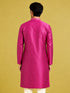 Men's Wine Silk-Blend Embroidered Knee Length Kurta