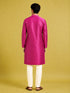 Men's Purple Silk-Blend Embroidered Knee Length Kurta with Pyjama