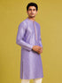 Men's Lavender Silk-Blend Embroidered Knee Length Kurta