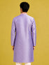 Men's Lavender Silk-Blend Embroidered Knee Length Kurta