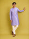Men Lavender Silk Blend Kurta with Pyjama Navratri, Diwali, Wedding, Festive, Party, Festive Glitz Ethnic Wear