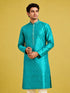 Men Turquoise Silk Blend Kurta Navratri, Diwali, Wedding, Festive, Party, Festive Glitz Ethnic Wear