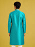 Men's Turquoise Silk-Blend Embroidered Knee Length Kurta