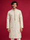 Men Cream Silk Blend Kurta Festive, Diwali Ethnic Wear