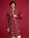 Men Maroon Silk Blend Kurta Festive, Diwali Ethnic Wear