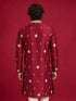 Men's Maroon Silk-Blend Embroidered Knee Length Kurta