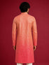 Men's Peach Silk-Blend Ombre Knee Length Kurta