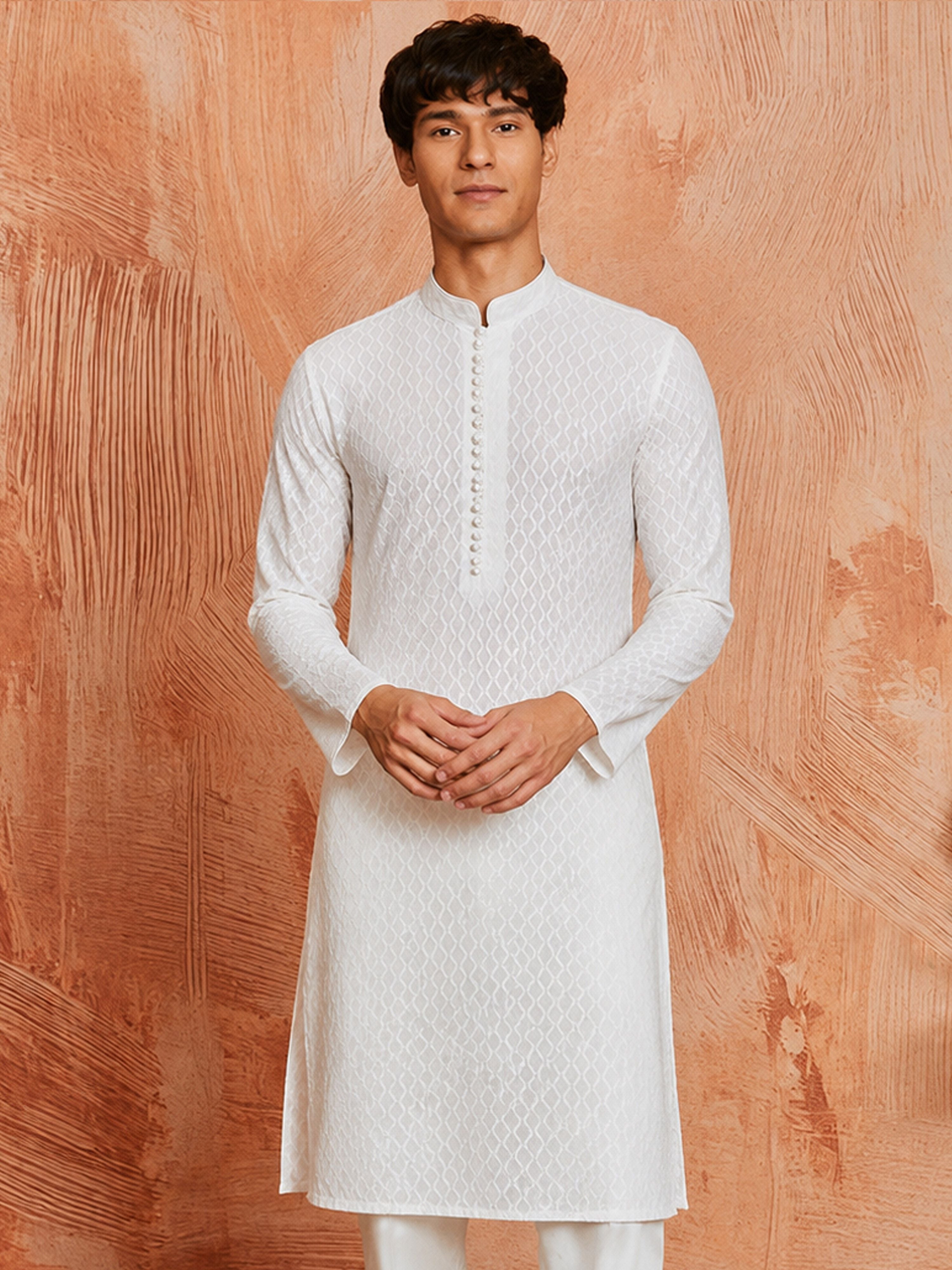Men White Pure Cotton Kurta Independence Day Ethnic Wear