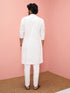 Men's White Cotton Self Design Knee Length Kurta with Pyjama