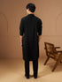 Men's Black Silk Embellished Knee Length Kurta with Trouser