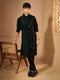 Men Black Silk Kurta and Trouser with Embroidered Dupatta Festive, Diwali Ethnic Wear