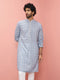 Men Grey Cotton Linen Kurta Festive, Diwali Ethnic Wear