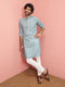 Men Sage Cotton Linen Kurta with Pyjama Festive, Diwali Ethnic Wear