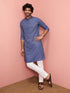 Men Blue Cotton Linen Kurta with Pyjama Festive, Diwali Ethnic Wear