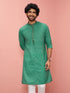Men Green Cotton Linen Kurta Festive, Diwali Ethnic Wear