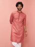 Men Rust Cotton Linen Kurta Festive, Diwali Ethnic Wear