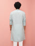 Men's Grey Cotton-Linen Digital Print Knee Length Kurta