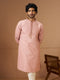 Men Peach Silk Blend Kurta Festive, Diwali Ethnic Wear