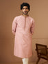 Men Peach Silk Blend Kurta Festive, Diwali Ethnic Wear