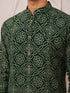 Men's Dark Green Rayon Digital Print Knee Length Kurta