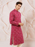 Men's Purple Rayon Foil Print Knee Length Kurta
