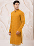 Men's Mustard Rayon Digital Print Knee Length Kurta