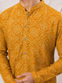 Men's Mustard Rayon Digital Print Knee Length Kurta with Pyjama