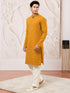 Men's Mustard Rayon Digital Print Knee Length Kurta with Pyjama