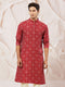 Men Red Rayon Kurta Diwali, Navratri, Festive, Wedding, Party Ethnic Wear