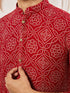 Men's Red Rayon Digital Print Knee Length Kurta with Pyjama