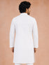 Men White Cotton Chikankari Floral Embroidered Long Kurta