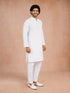 Men White Chikankari Cotton Kurta with Pyjama Set